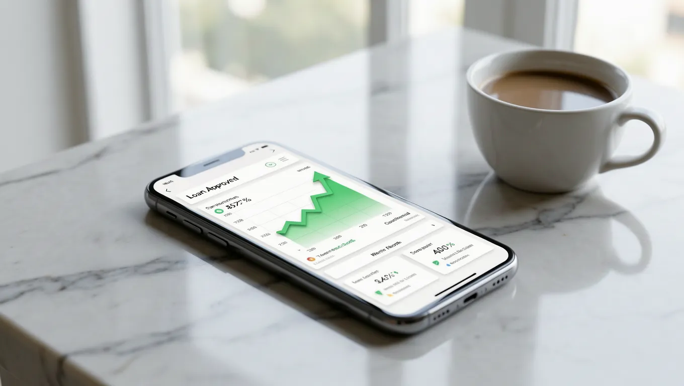 A smartphone showing a financial application for applying for personal loans online.