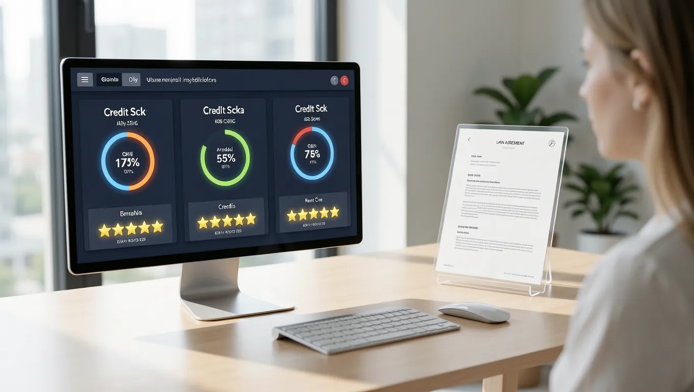 Reviewing best personal loans online reviews on a digital credit dashboard.