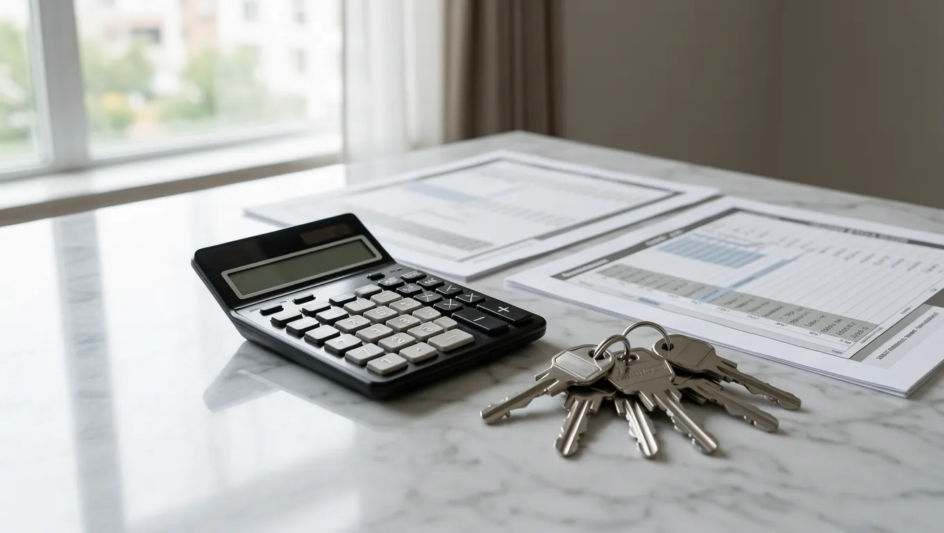 Organized documents and a calculator representing the ideal loan amount for 2026.