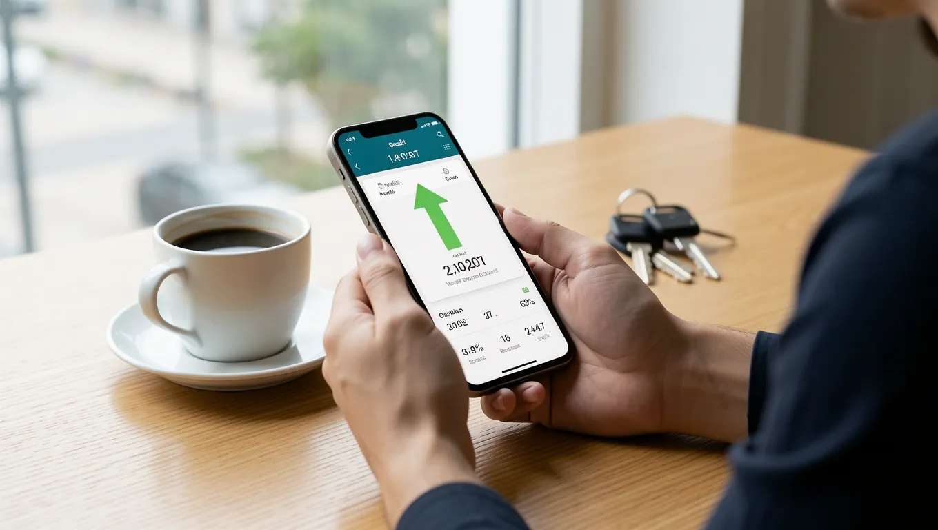 Person checking their credit score on a mobile device for personal loans for bad credit no cosigner