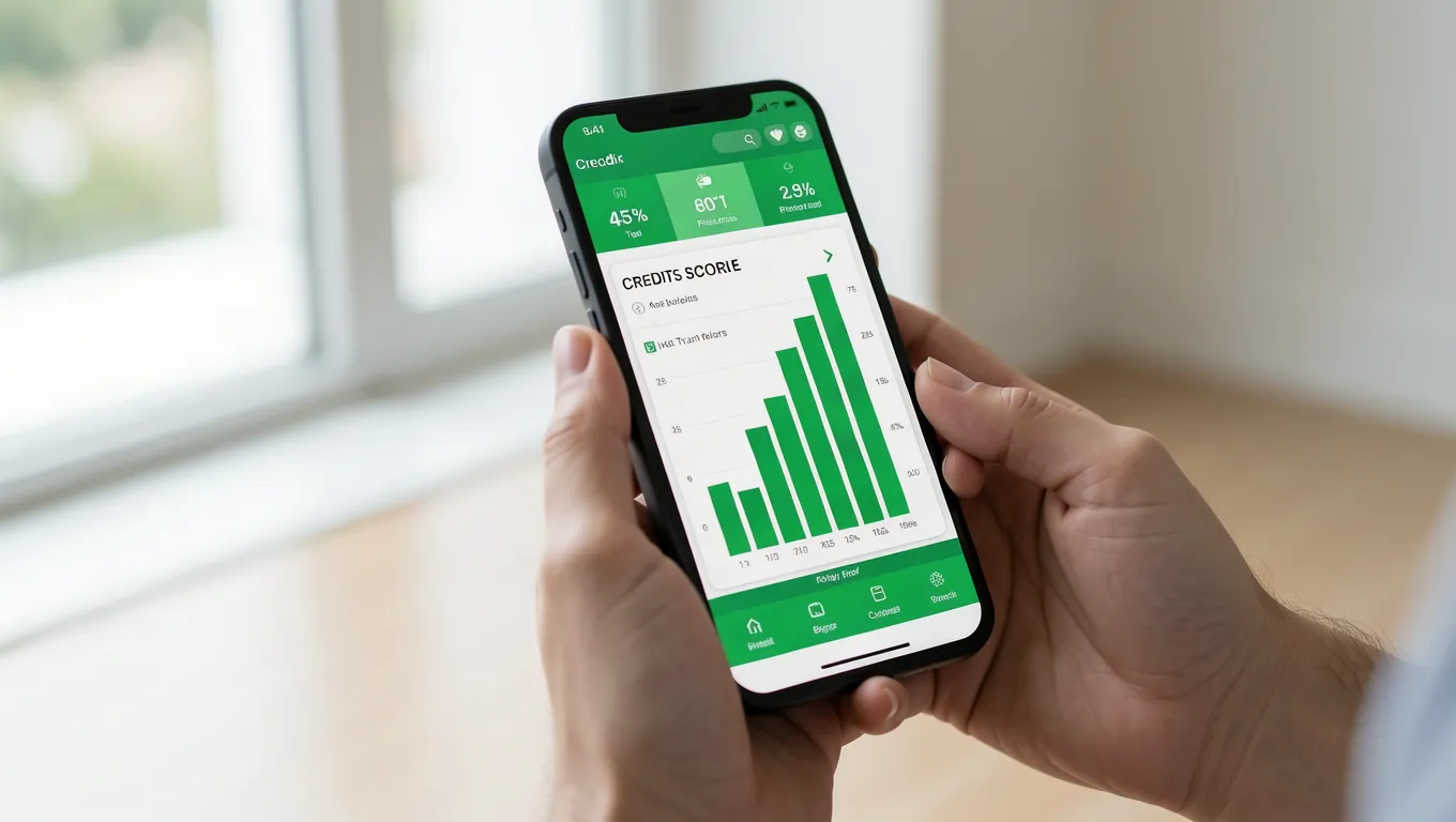 Hand holding phone showing increasing credit score for unsecured personal loans for bad credit